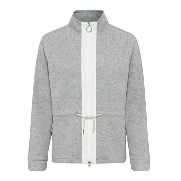 OLSEN:  Henny Jersey - Zip Up & Drawstring Jacket (grey/white) - Picture 1 of 12